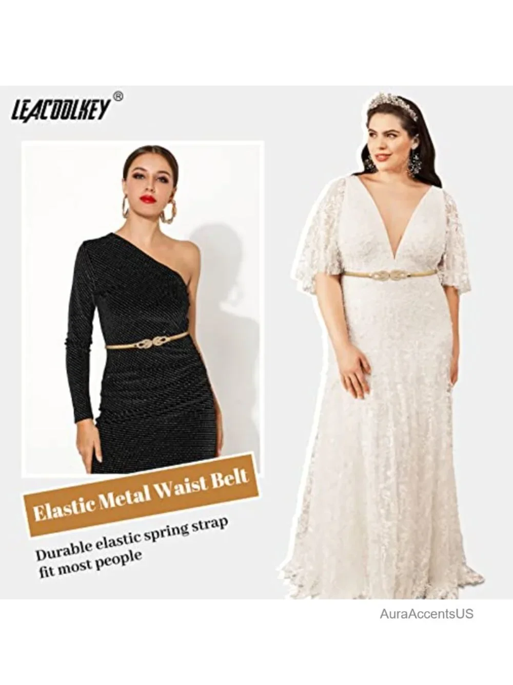 Women's Elastic Skinny Metal Belt Stretch Dress Belt